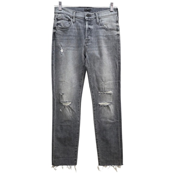 MOTHER Denim - Mother The Scrapper Cuff Ankle Fray Jeans Unstitched in the Dark Button Fly‎ 25